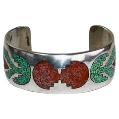 Pulsera vintage de plata de ley y coral turquesa
