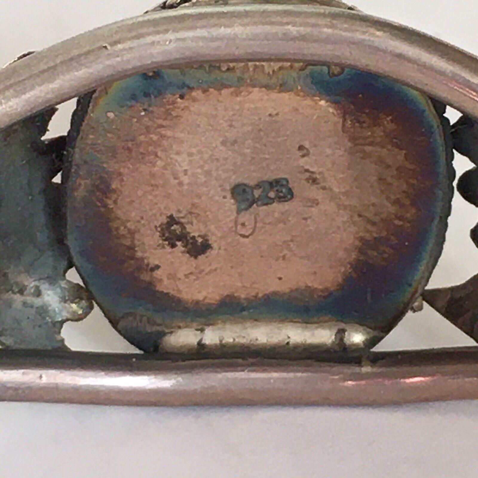 Modern Vintage Sterling Silver Turquoise Cuff Bracelet Western American Workmanship