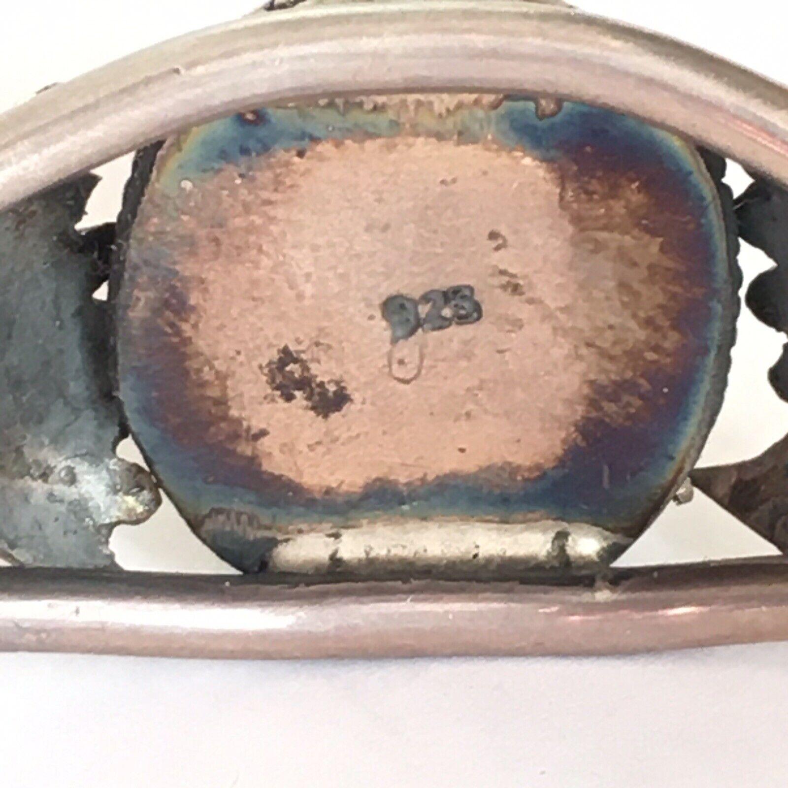 Cabochon Vintage Sterling Silver Turquoise Cuff Bracelet Western American Workmanship