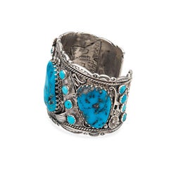 Vintage Sterling Silver Turquoise Cuff