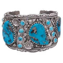 Vintage Sterling Silver Turquoise Cuff