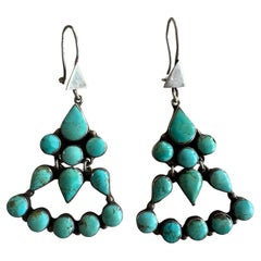 Vintage Sterling Silver & Turquoise Drop Earrings