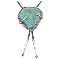 Cravatta Bolo vintage in argento sterling e turchese dei nativi americani