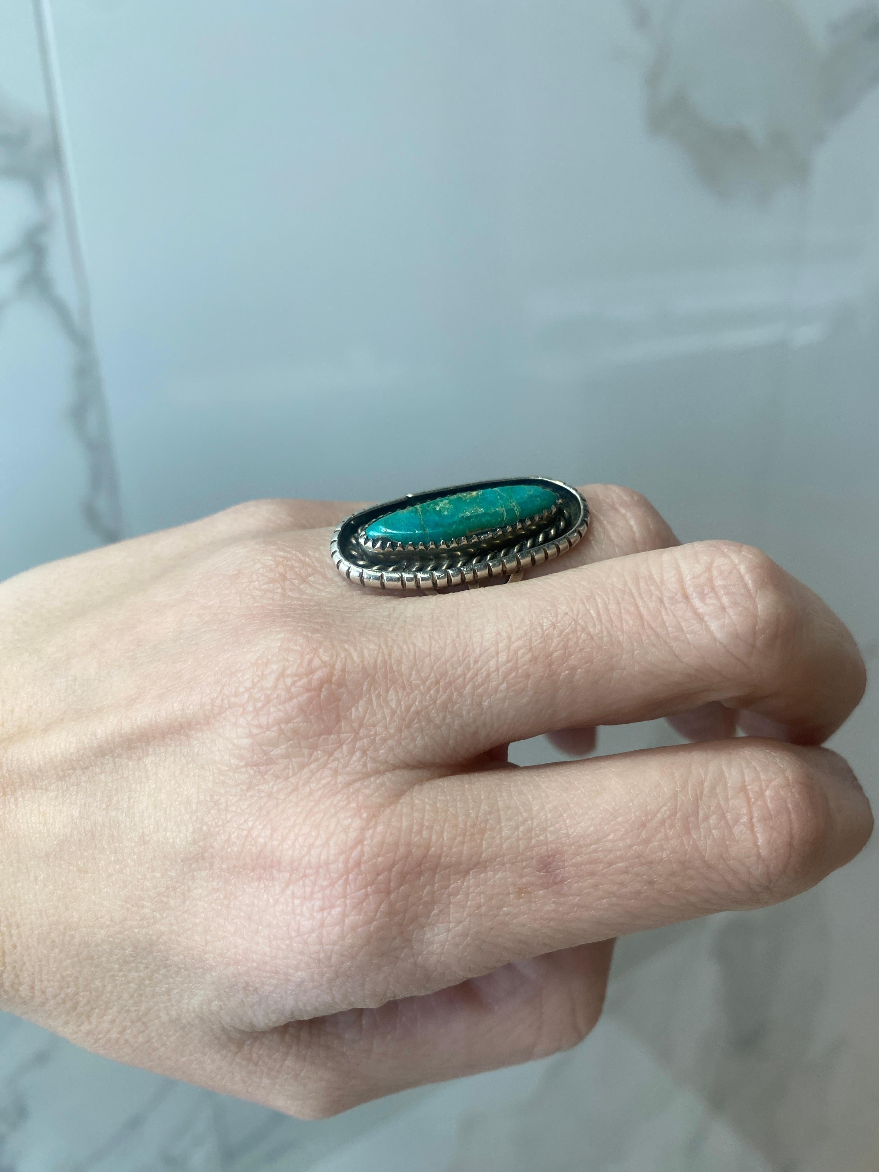 Vintage Sterling Silver Turquoise Ring  For Sale 5