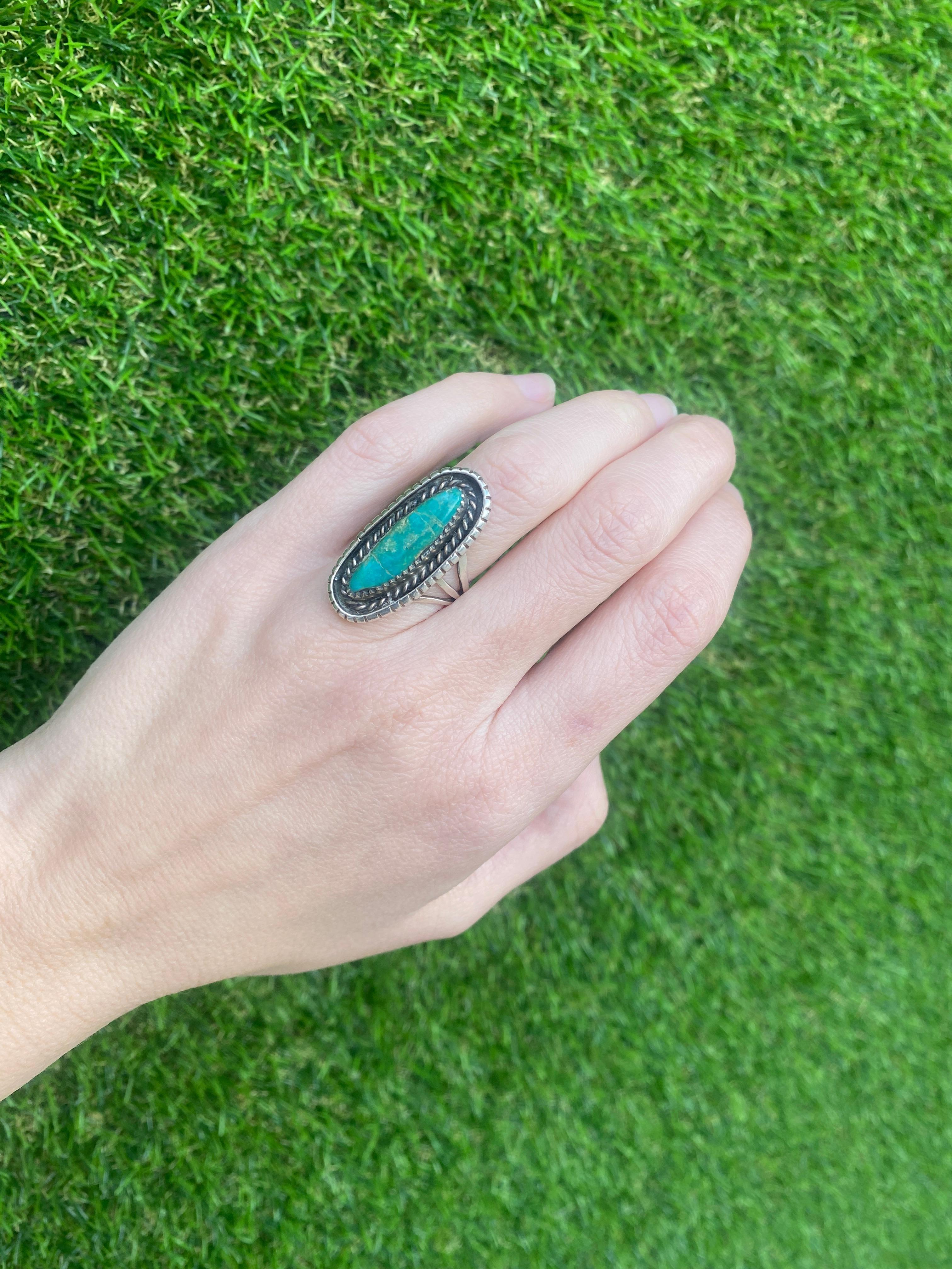 Vintage Sterling Silver Turquoise Ring  For Sale 6