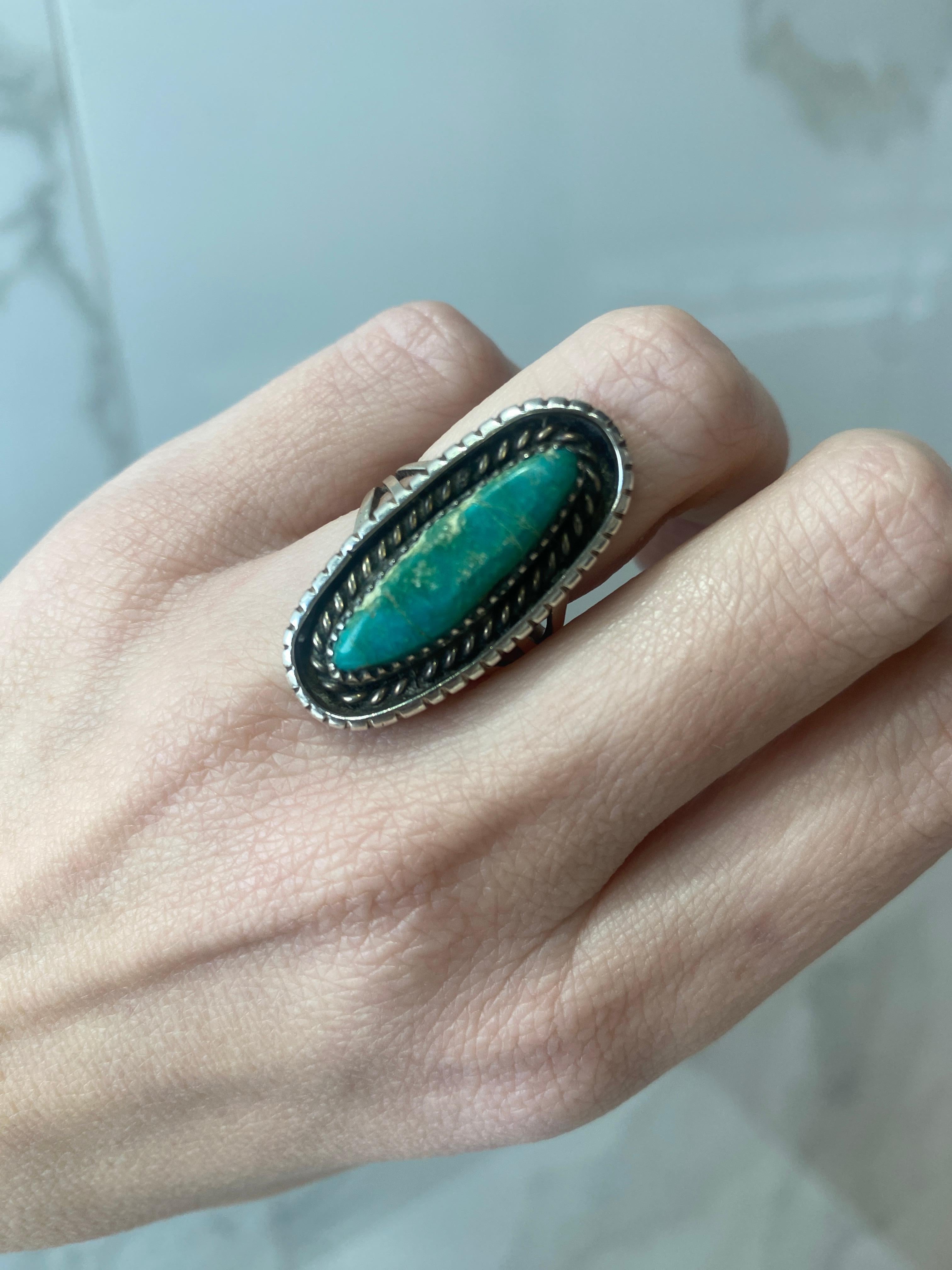 Vintage Sterling Silver Turquoise Ring  For Sale 7