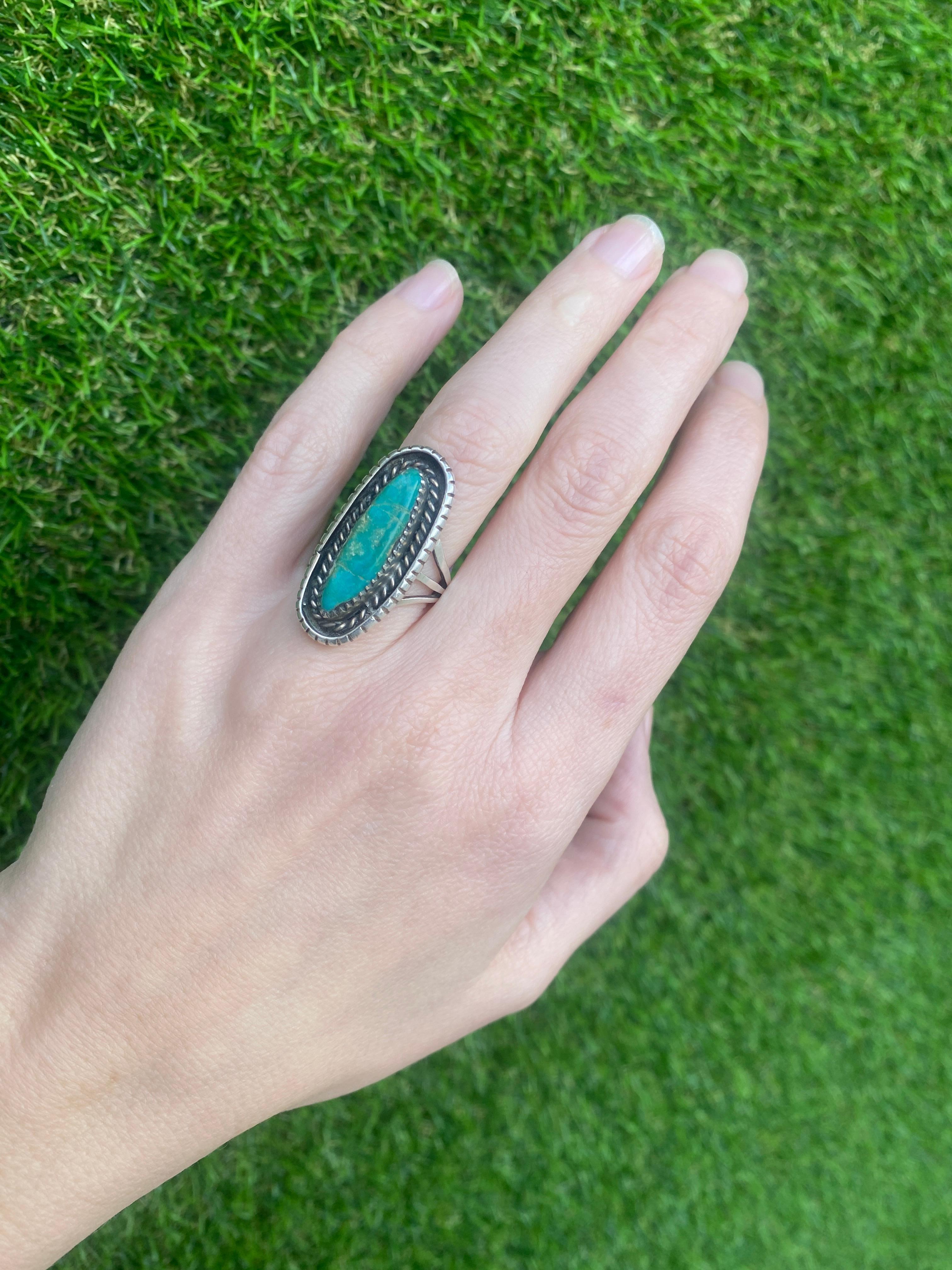 Vintage Sterling Silver Turquoise Ring  For Sale 8