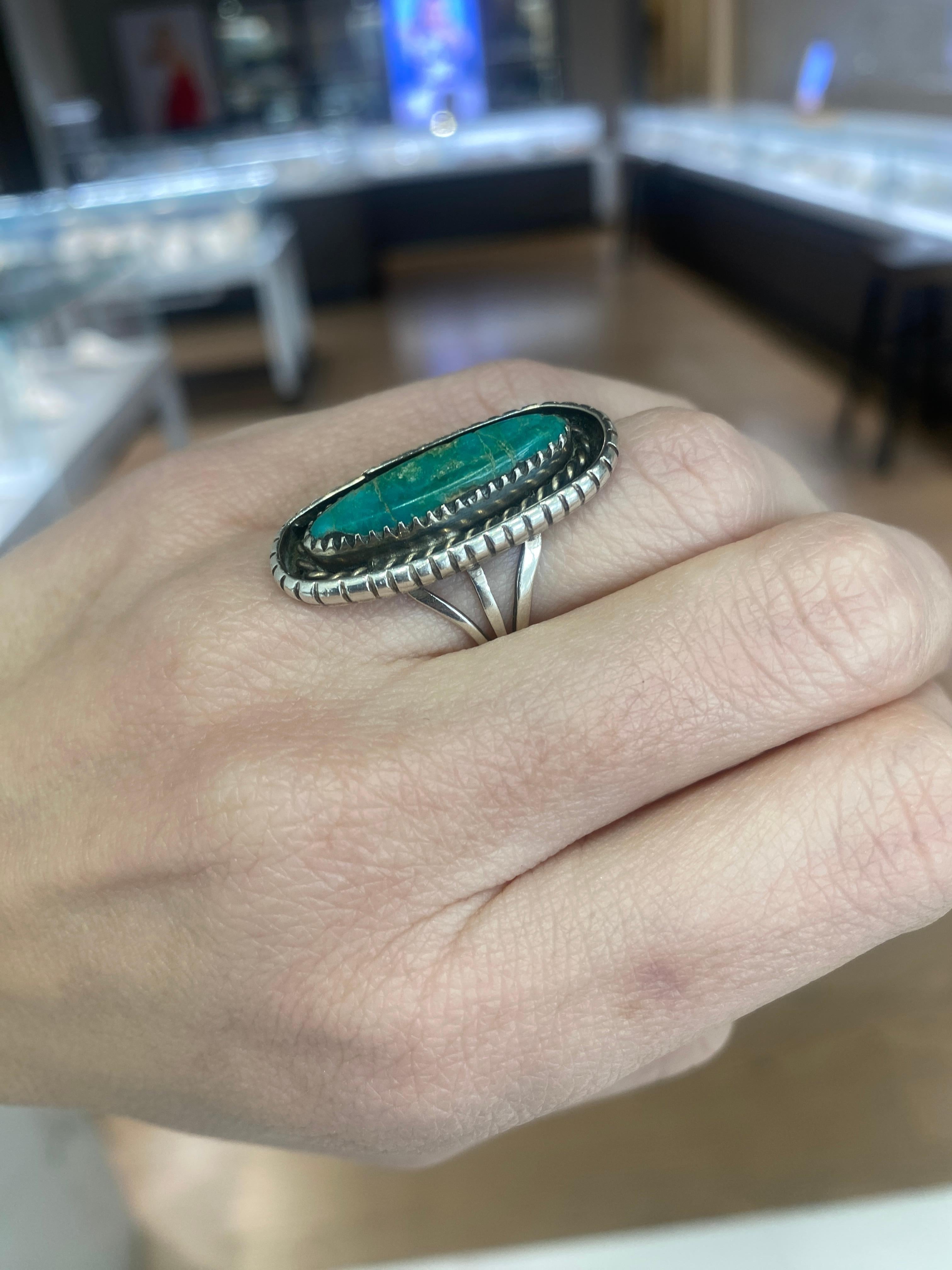 Vintage Sterling Silver Turquoise Ring  For Sale 9