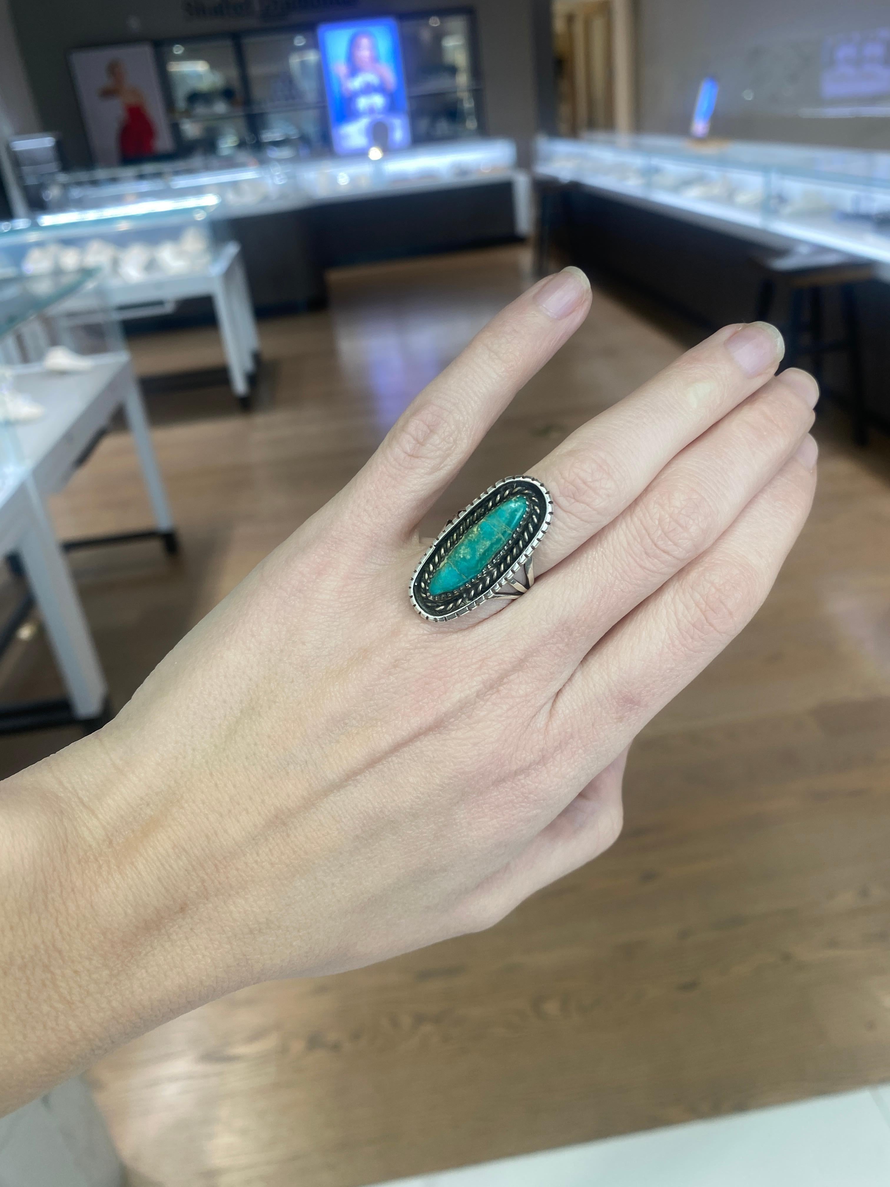 Vintage Sterling Silver Turquoise Ring  For Sale 10