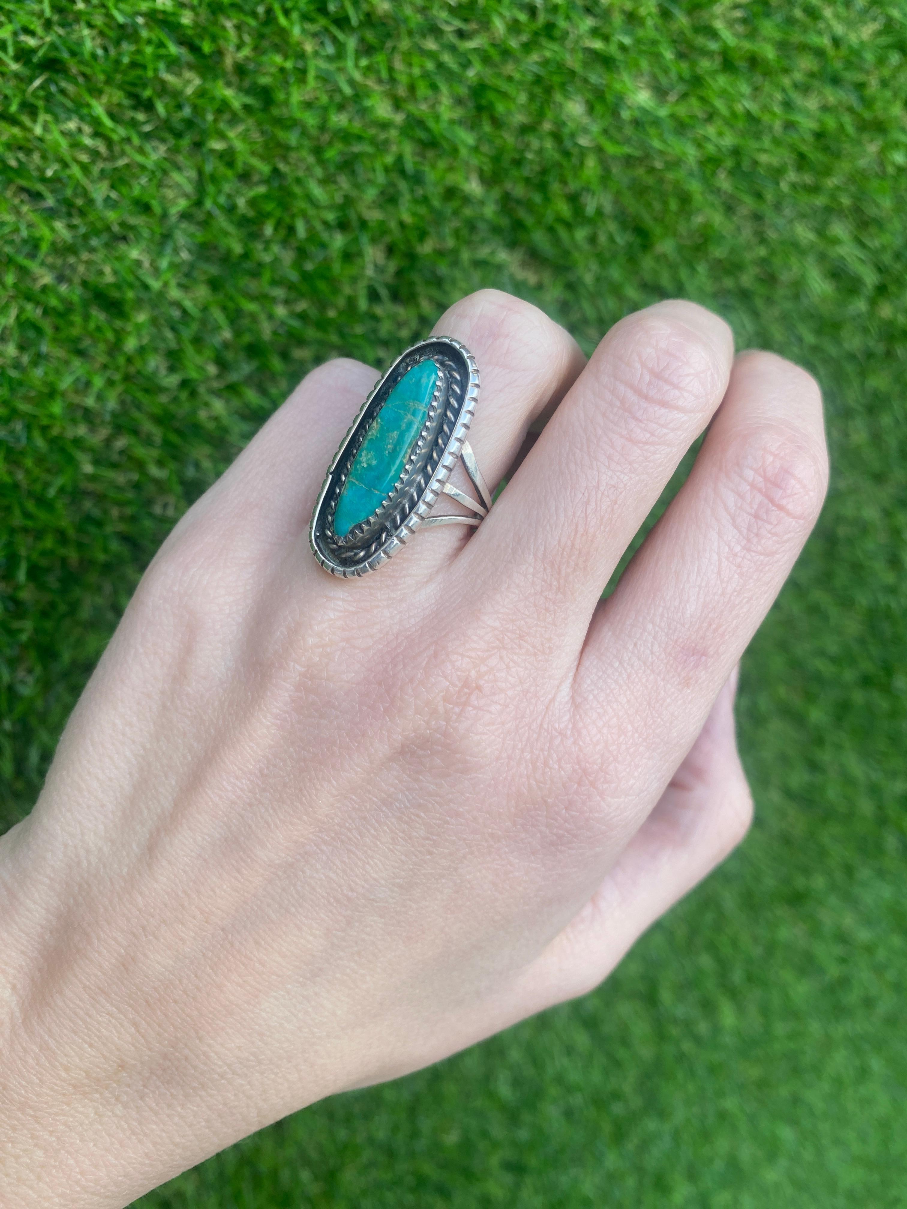 Vintage Sterling Silver Turquoise Ring  For Sale 11