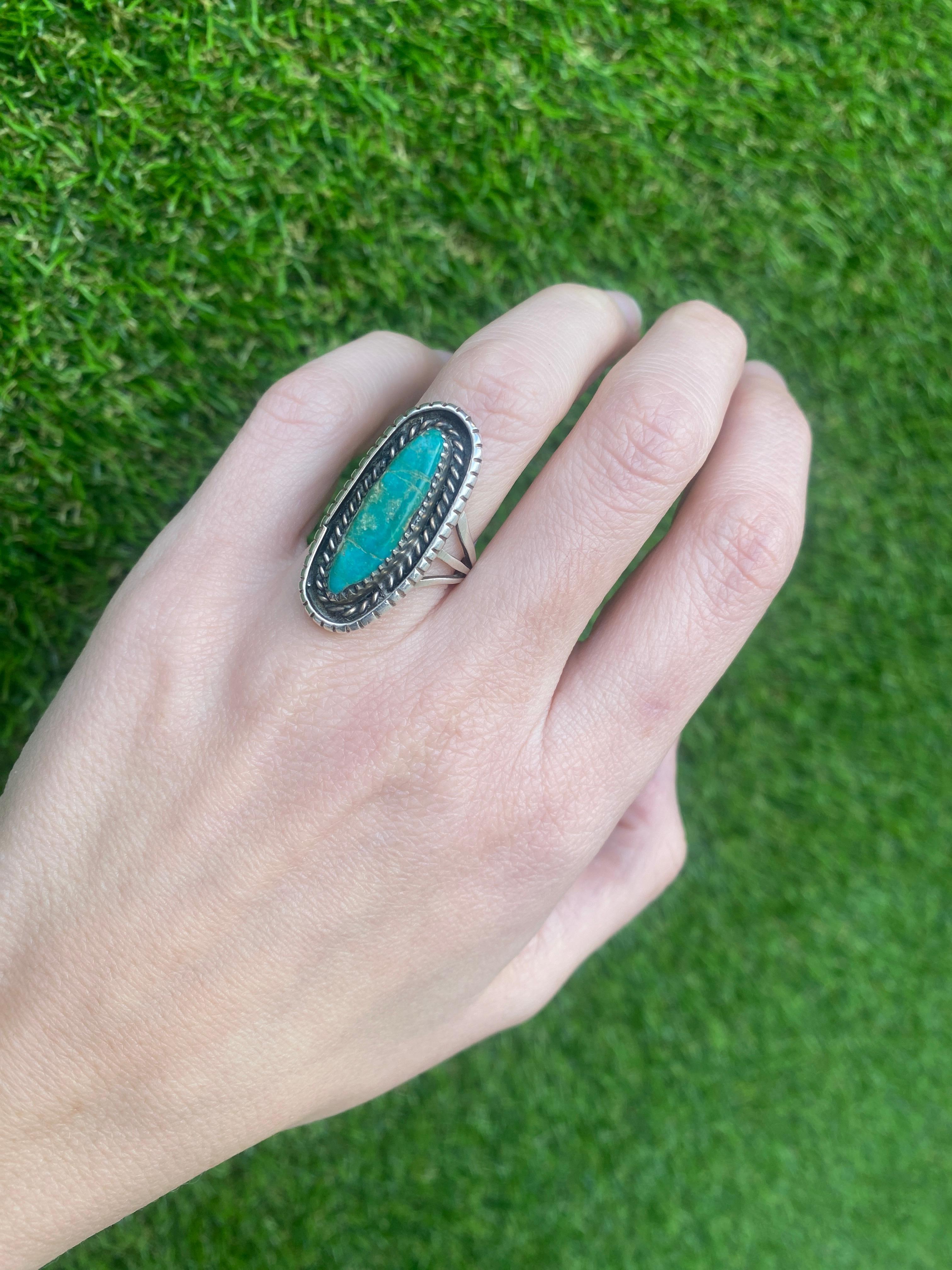Vintage Sterling Silver Turquoise Ring  For Sale 13