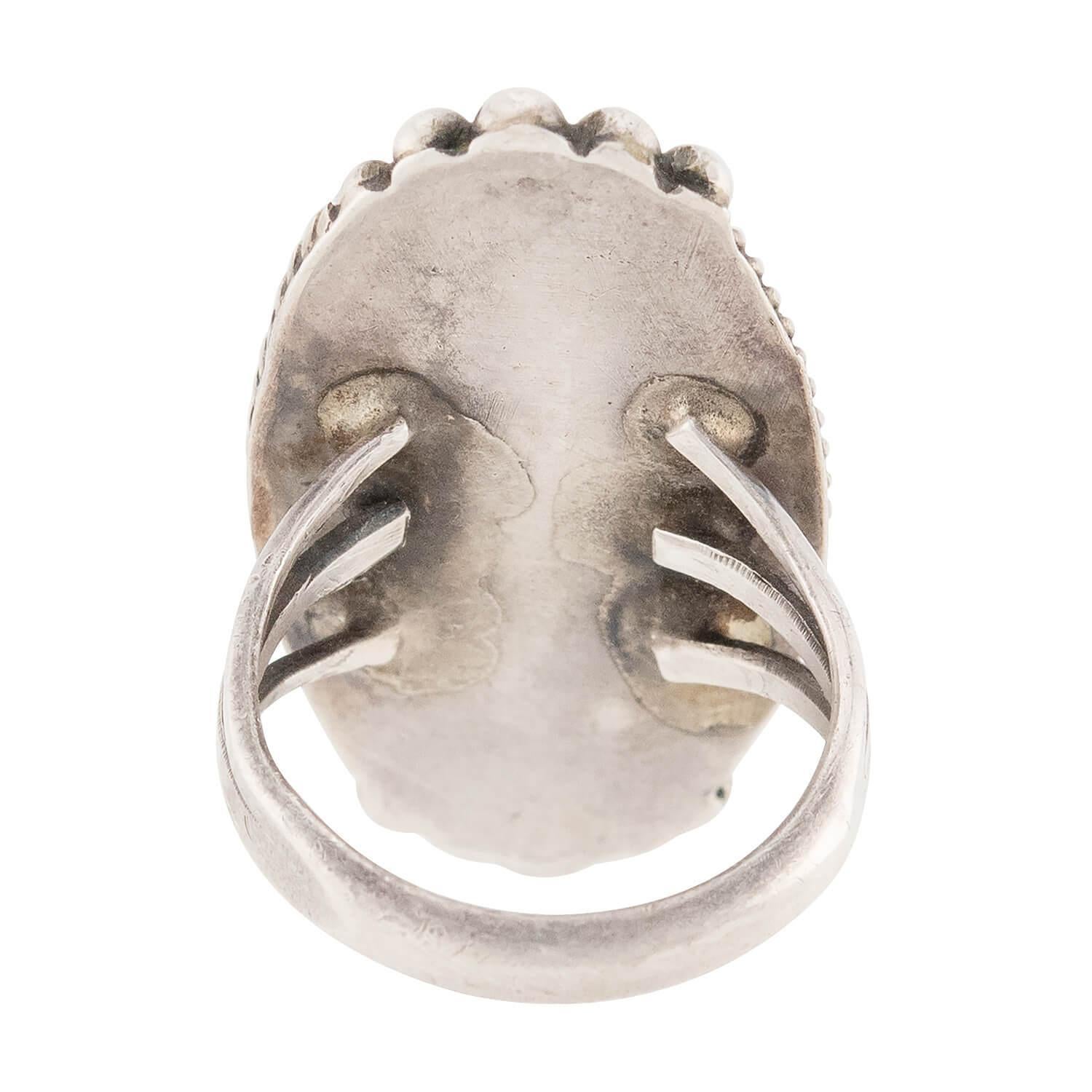 Vintage Sterling Silver Turquoise Ring In Good Condition For Sale In Narberth, PA