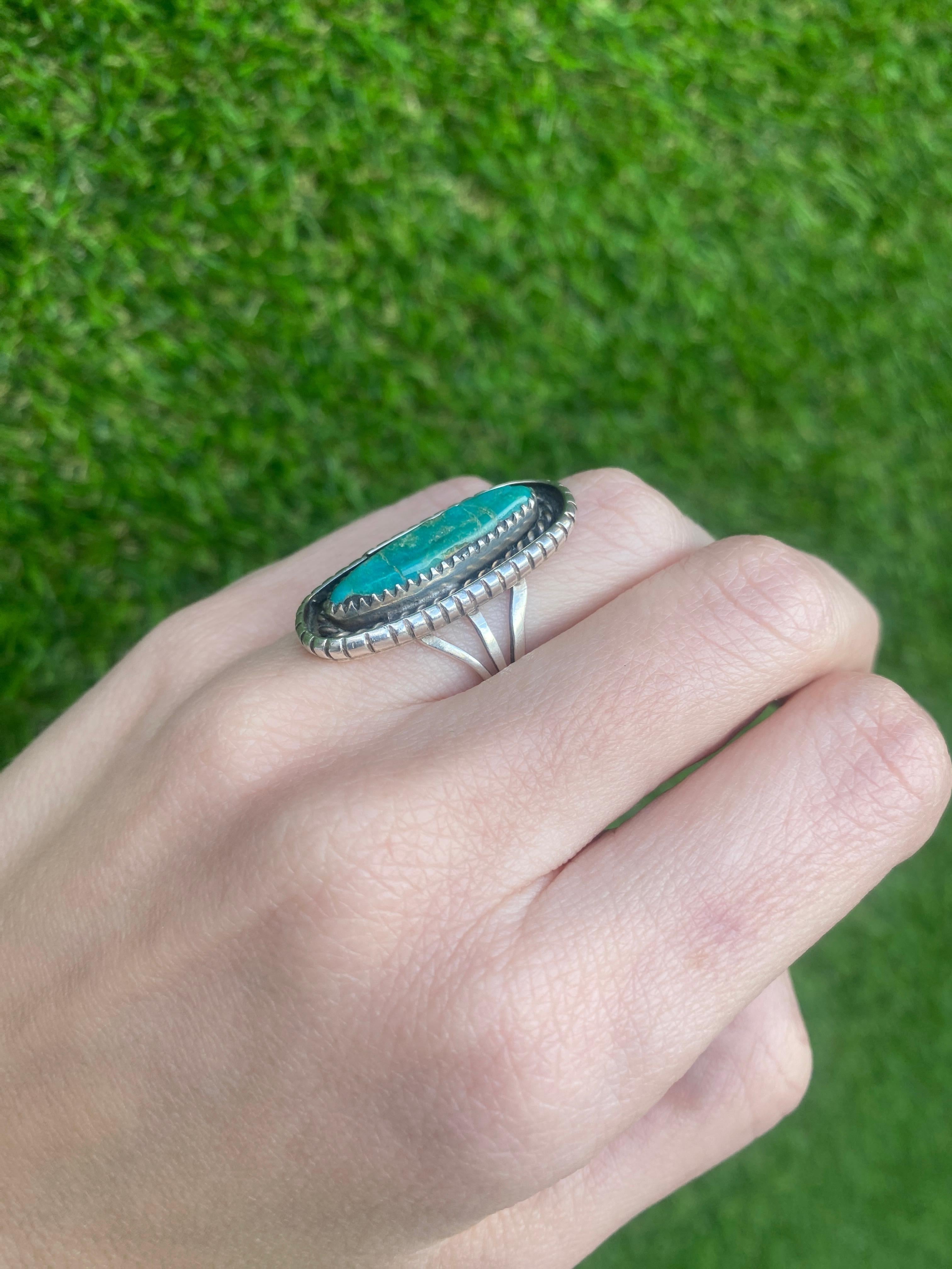 Vintage Sterling Silver Turquoise Ring  For Sale 2