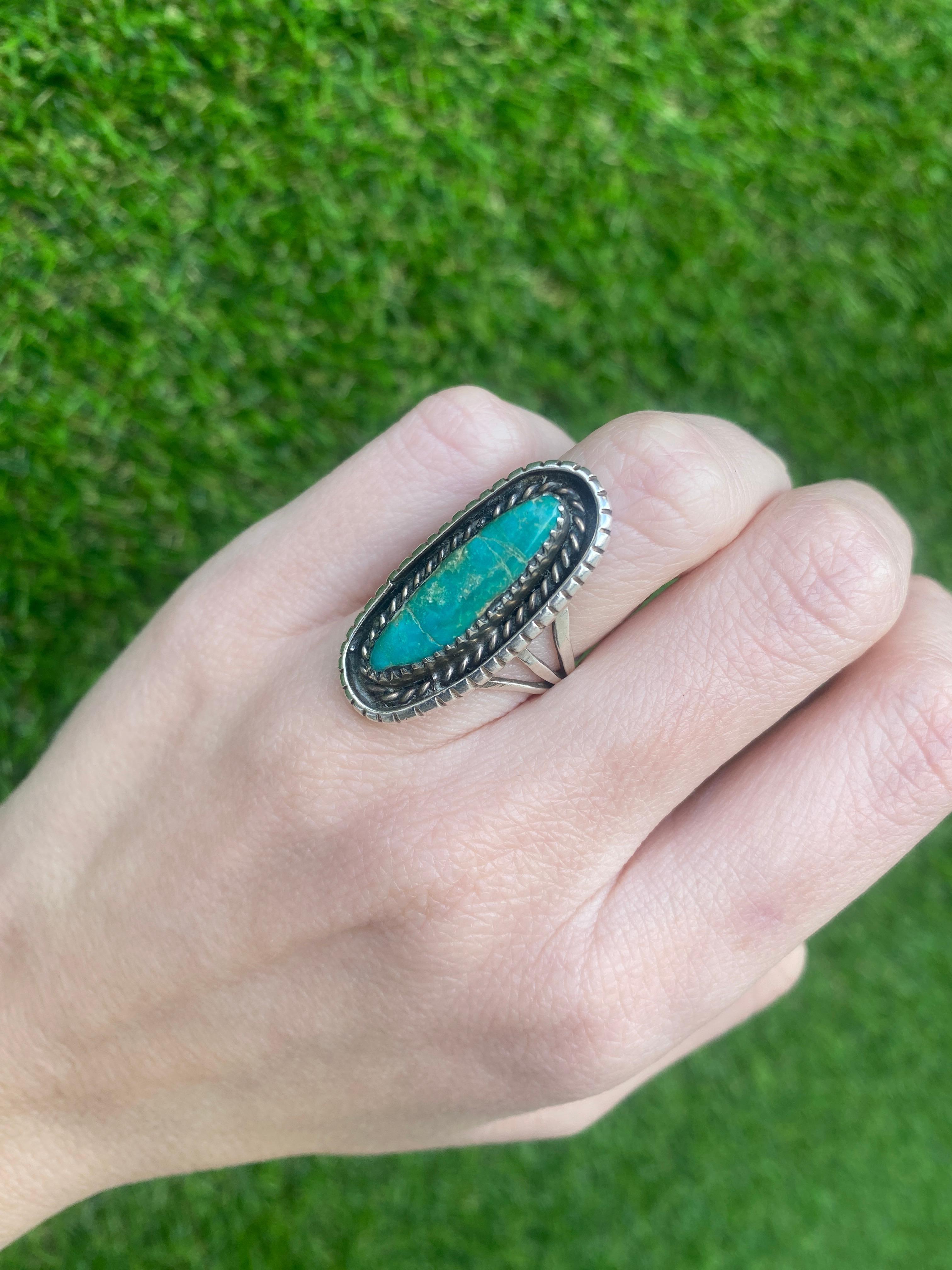 Vintage Sterling Silver Turquoise Ring For Sale 4
