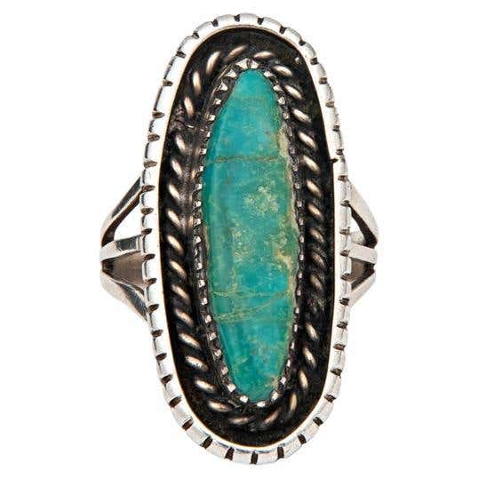 Vintage Sterling Silver Turquoise Ring For Sale at 1stDibs