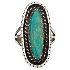 Bague vintage en argent sterling et turquoise 