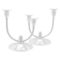 Candelabro vintage a due luci in argento sterling (1968)