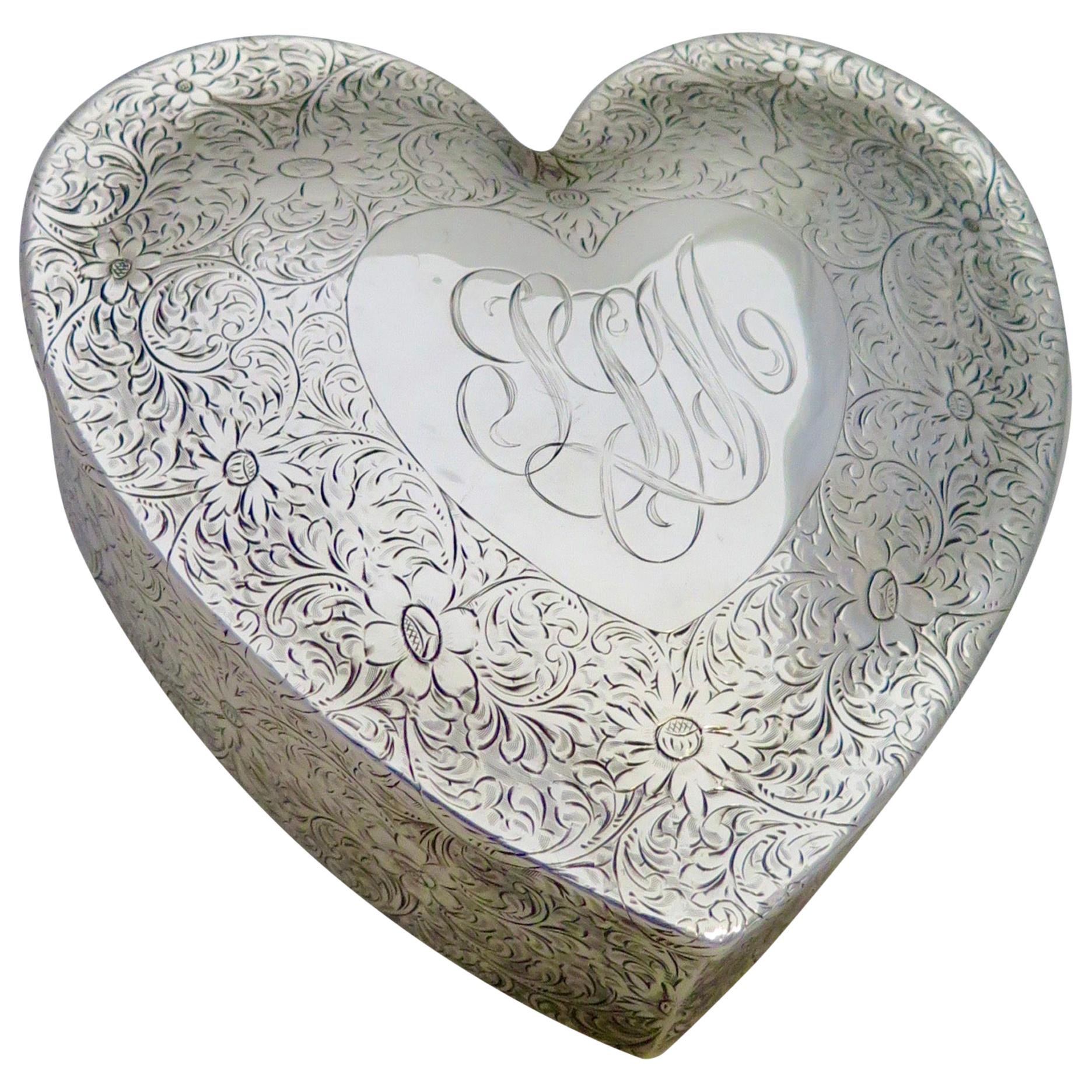 Vintage Sterling Silver "Valentine" 'Heart' Jewel Box