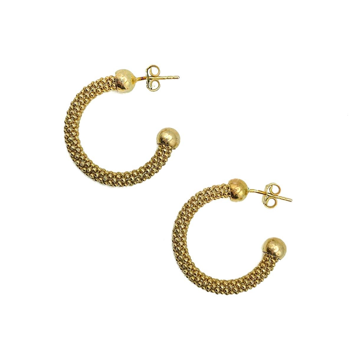 Vintage Silver Vermeil Hoop Earrings. Crafted in 925 sterling silver with a gold vermeil wash or plate. In very good vintage condition, 2.75 cms drop, pierced fittings. Stamped 925 on earring post and butterfly. A fab pair of vintage hoops that will