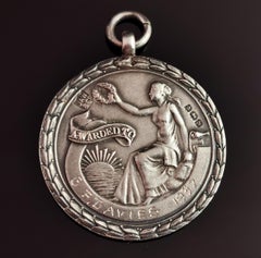 Vintage Sterling Silver Watch Fob Pendant, Lifesaving, 1930s