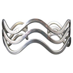 Bracciale a onda in sterling vintage da 7 pollici