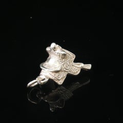 Vintage Sterling Silver Western Saddle Pendant Charm 27.5mm 2.4g