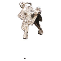 Vintage Sterling Silver Western Saddle Pendant Charm 27.5mm 2.4g