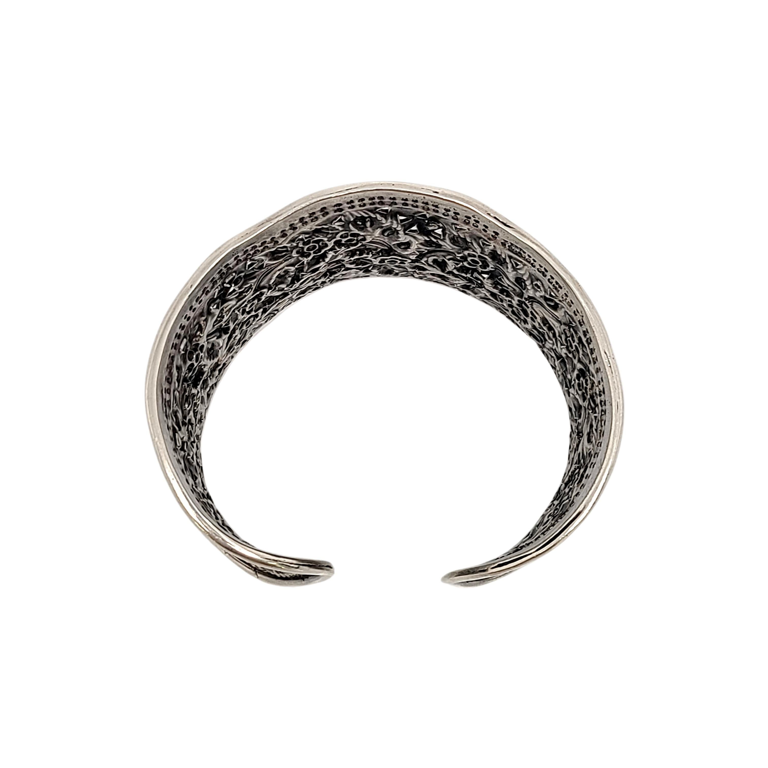 Women's Sterling Silver Wide Flower Cuff Bracelet