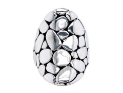 Vintage-Ring aus Sterlingsilber mit breitem Kieselstein-Design, Größe 7,5, Cocktailring, 12,9 g
