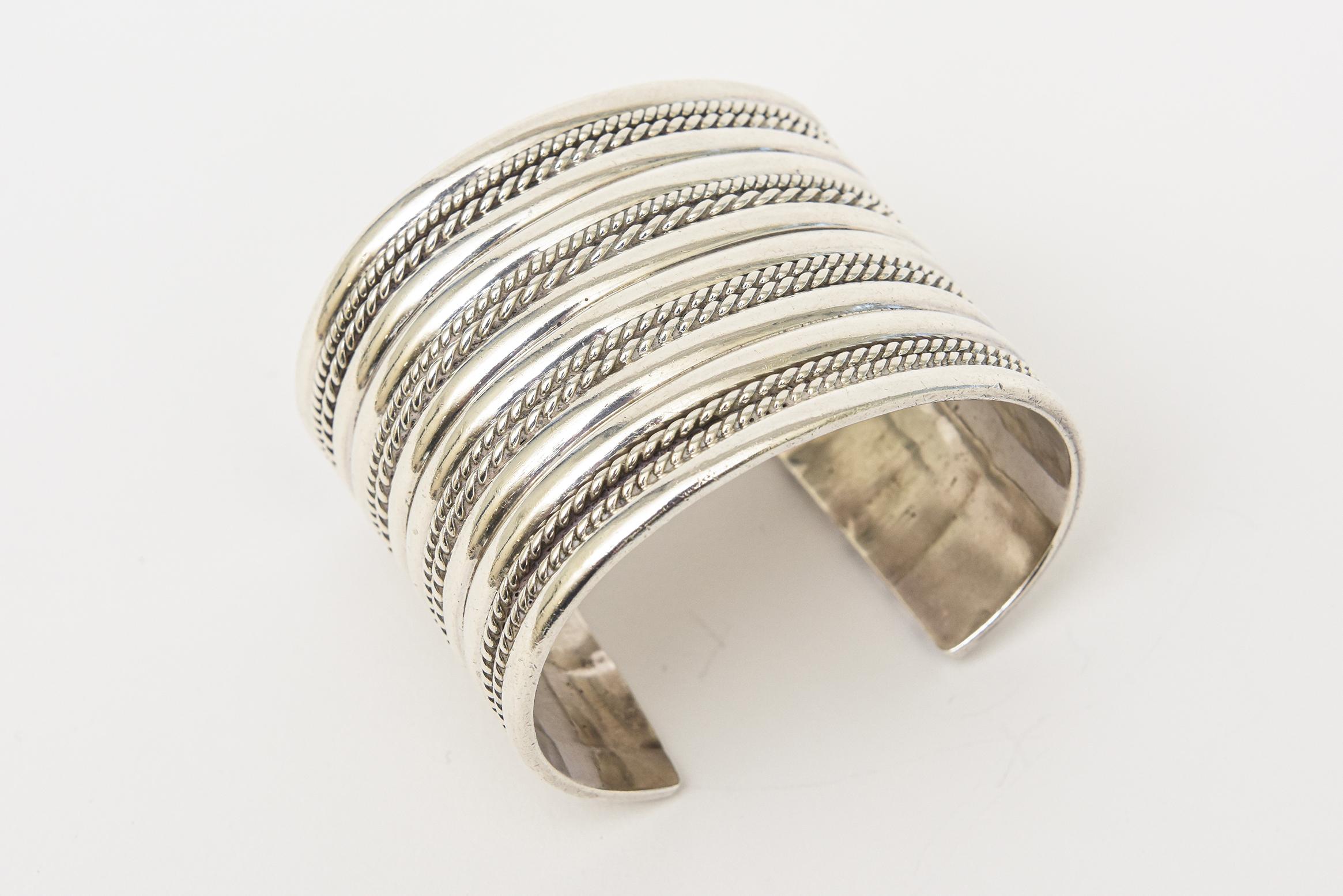 sterling silver wide cuff bracelet
