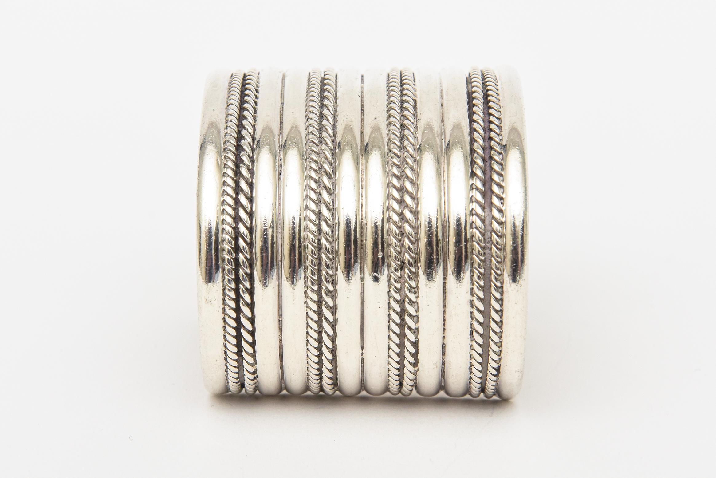 wide silver bangle bracelet