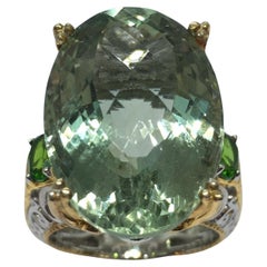 Vintage Sterling Sliver Green Quartz Prasiolite Lady's Ring 14.5 Gram Size 8
