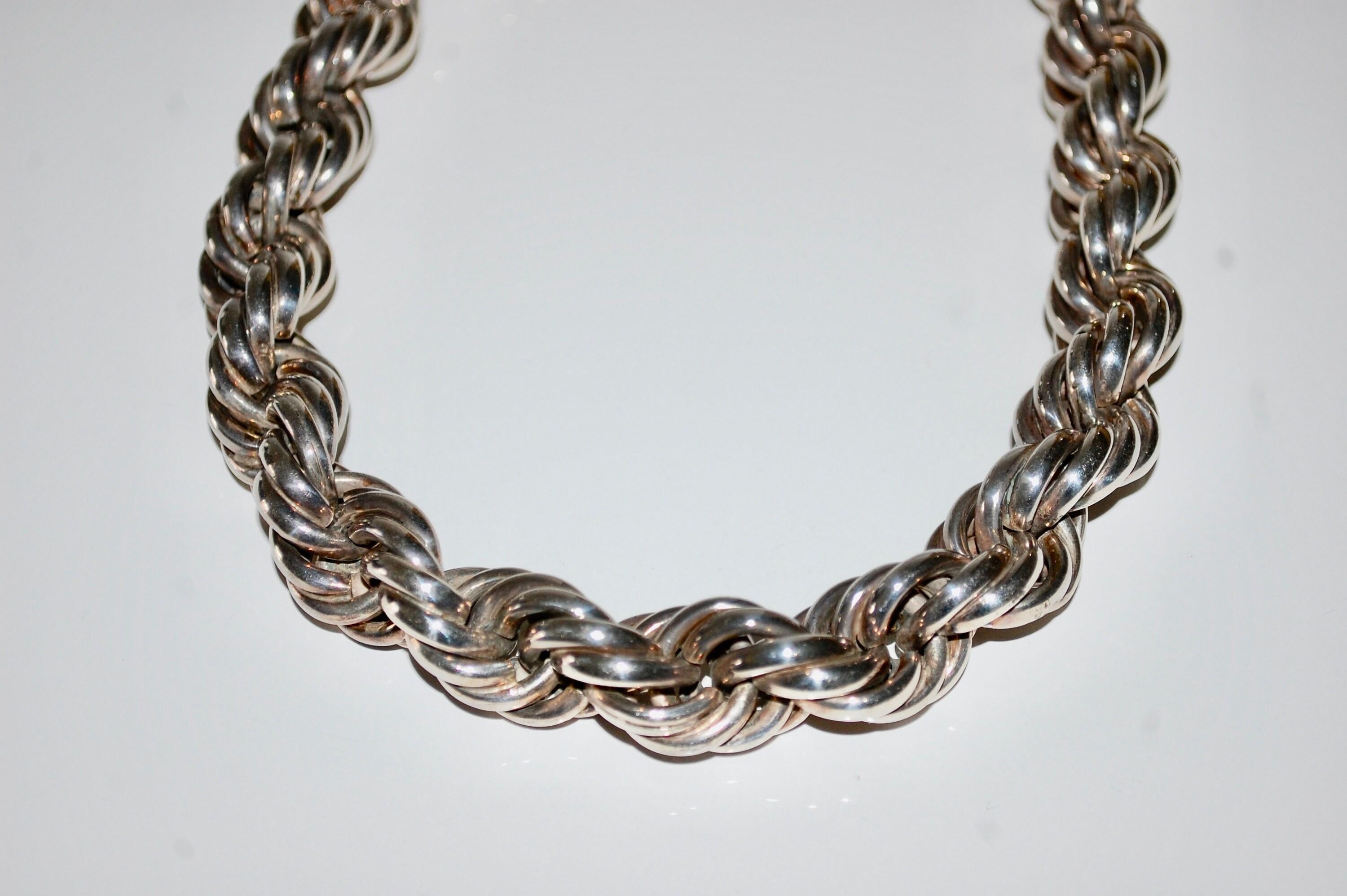 silver thick rope chain