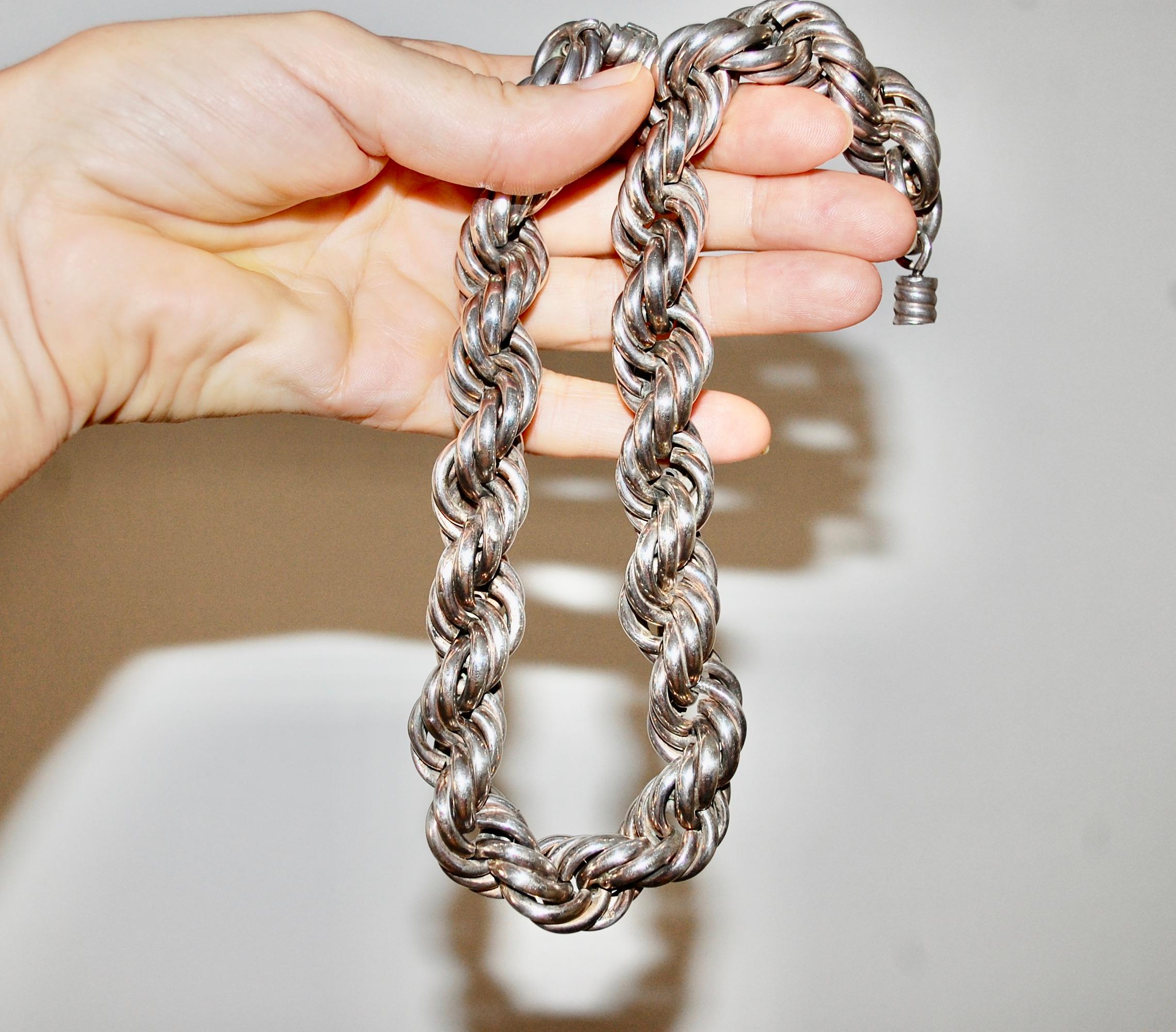 heavy silver rope chain