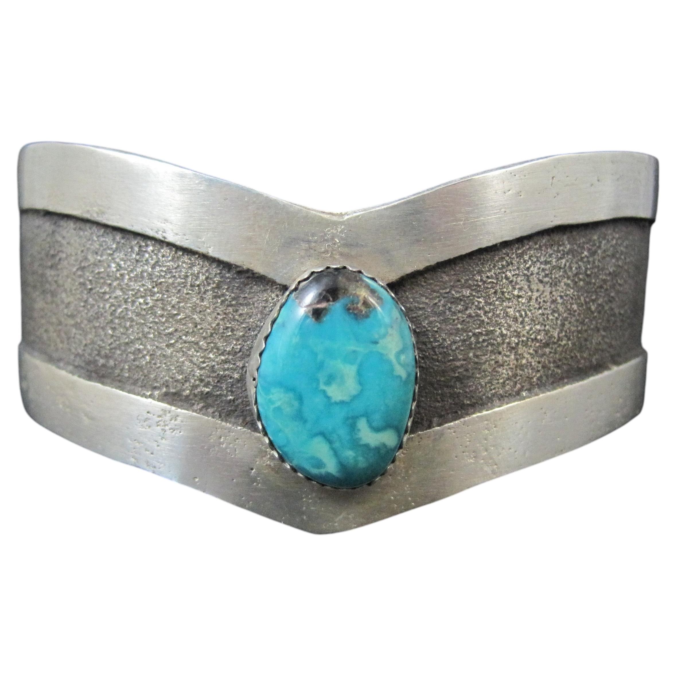 Heavy Vintage Southwestern Tufa Turquoise Cuff Bracelet 6.75"