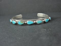 Vintage Sterling Turquoise Cuff Bracelet Silver 6"