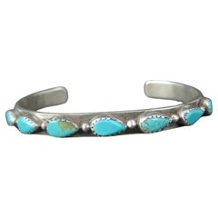 Vintage Sterling Turquoise Cuff Bracelet Silver 6"