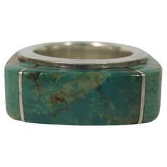 Vintage Sterling Turquoise Inlay Ring