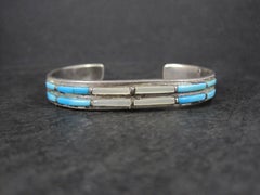 Vintage Sterling Türkis & Mutter der Birne Manschette Armband 6" Gilbert Ortega