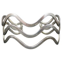 Bracelet manchette vintage en argent sterling, 7 pouces