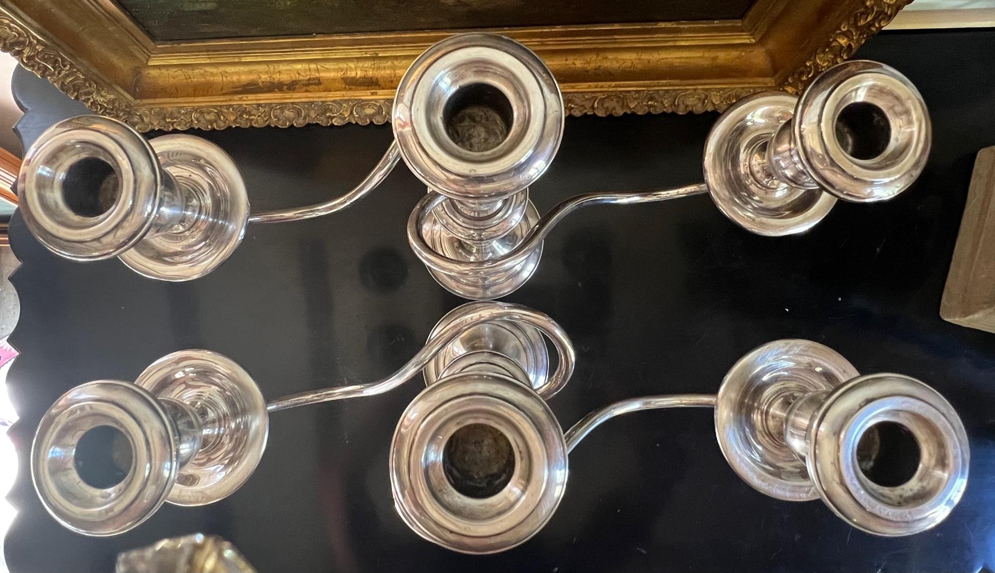 Vintage Sterling Weighted Convertible Candelabras by Fisher-Set of 2 2