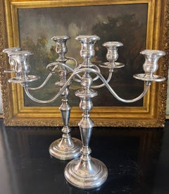 Candélabres convertibles en argent sterling vintage par Fisher-Set of 2