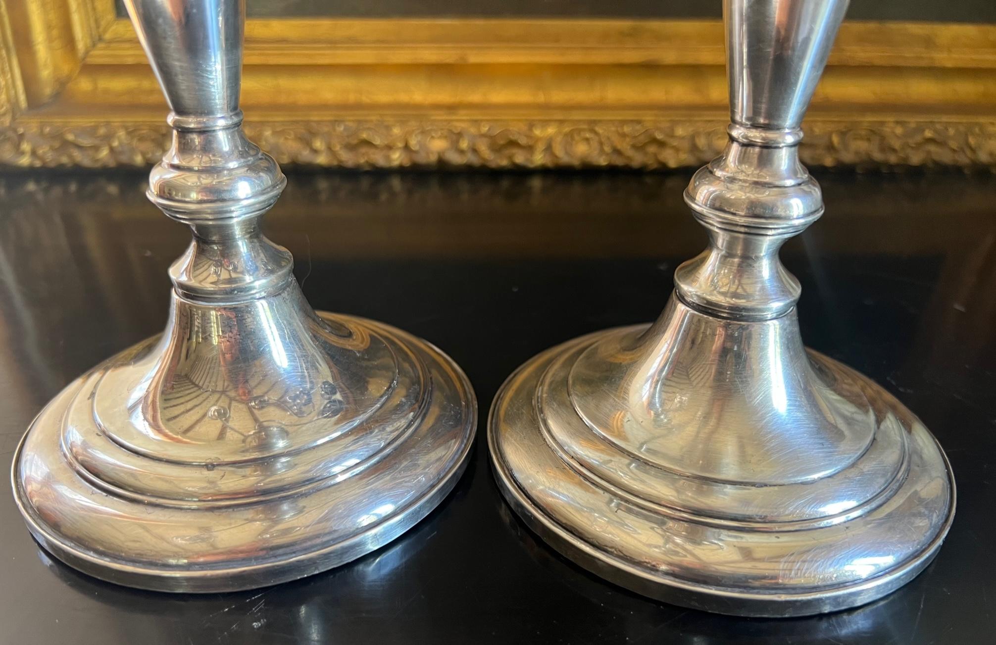 Victorian Vintage Sterling Weighted Convertible Candelabras by Fisher-Set of 2