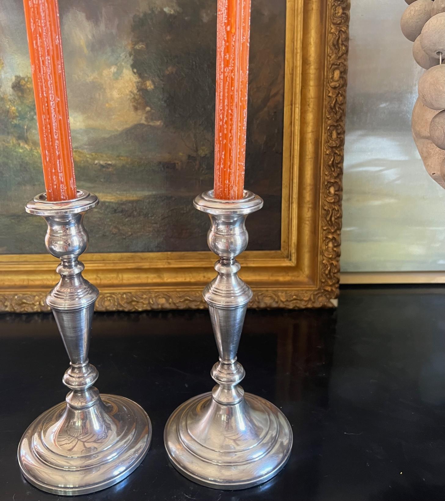 Vintage Sterling Weighted Convertible Candelabras by Fisher-Set of 2 In Good Condition In Ross, CA