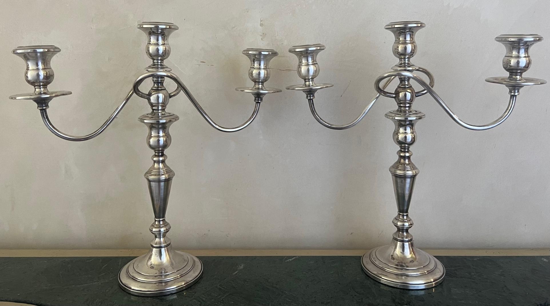 Sterling Silver Vintage Sterling Weighted Convertible Candelabras by Fisher-Set of 2