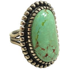 Vintage Sterling Zuni American Indian Gillerimo Bernice GB Green Turquoise Ring,