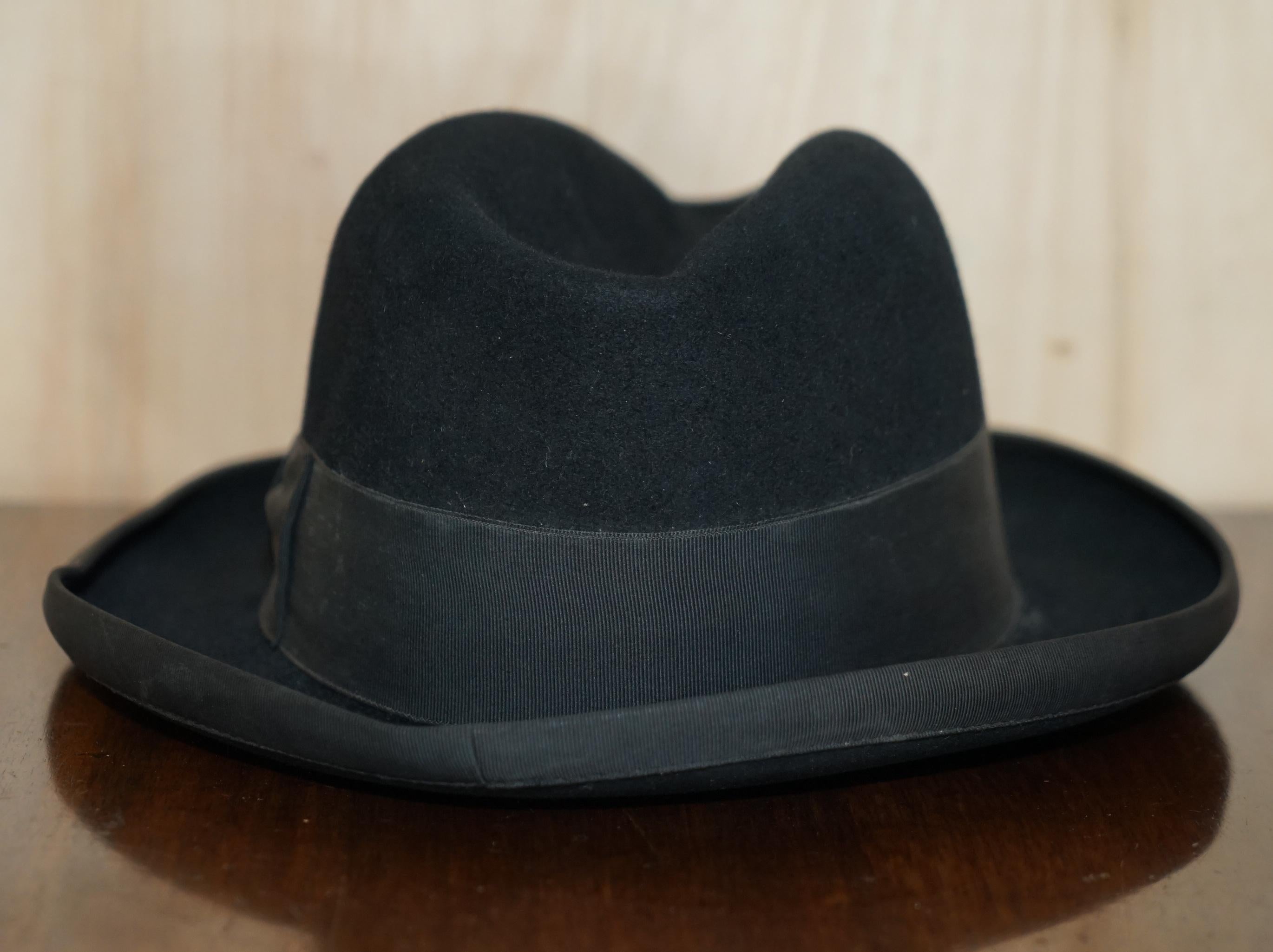 English Vintage Stetson 3x Quality Made in England Trilby Hat for Selfridges Mens Shop For Sale