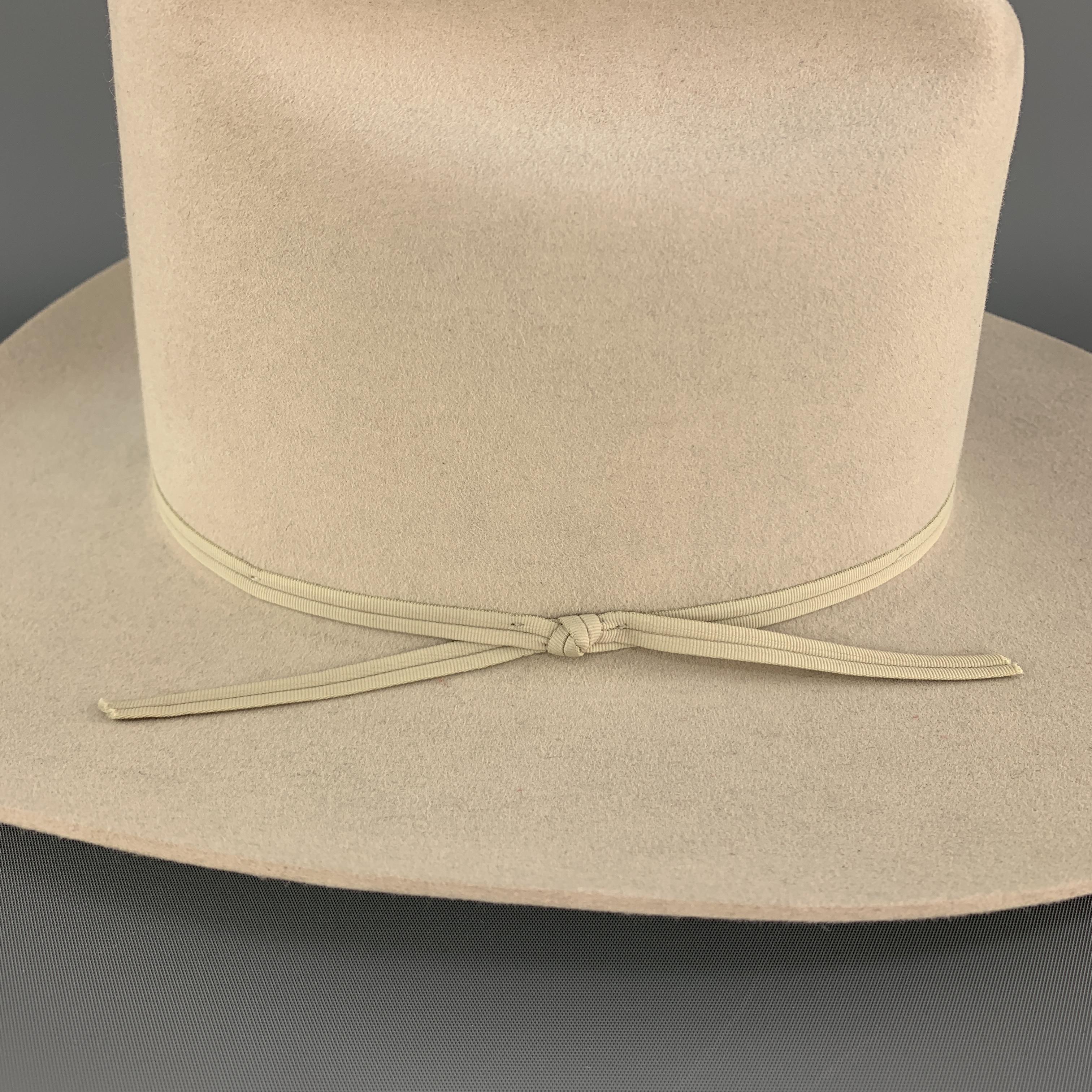 Beige Vintage STETSON Size 7 3/8 Light Gray Felt Rancher Hat