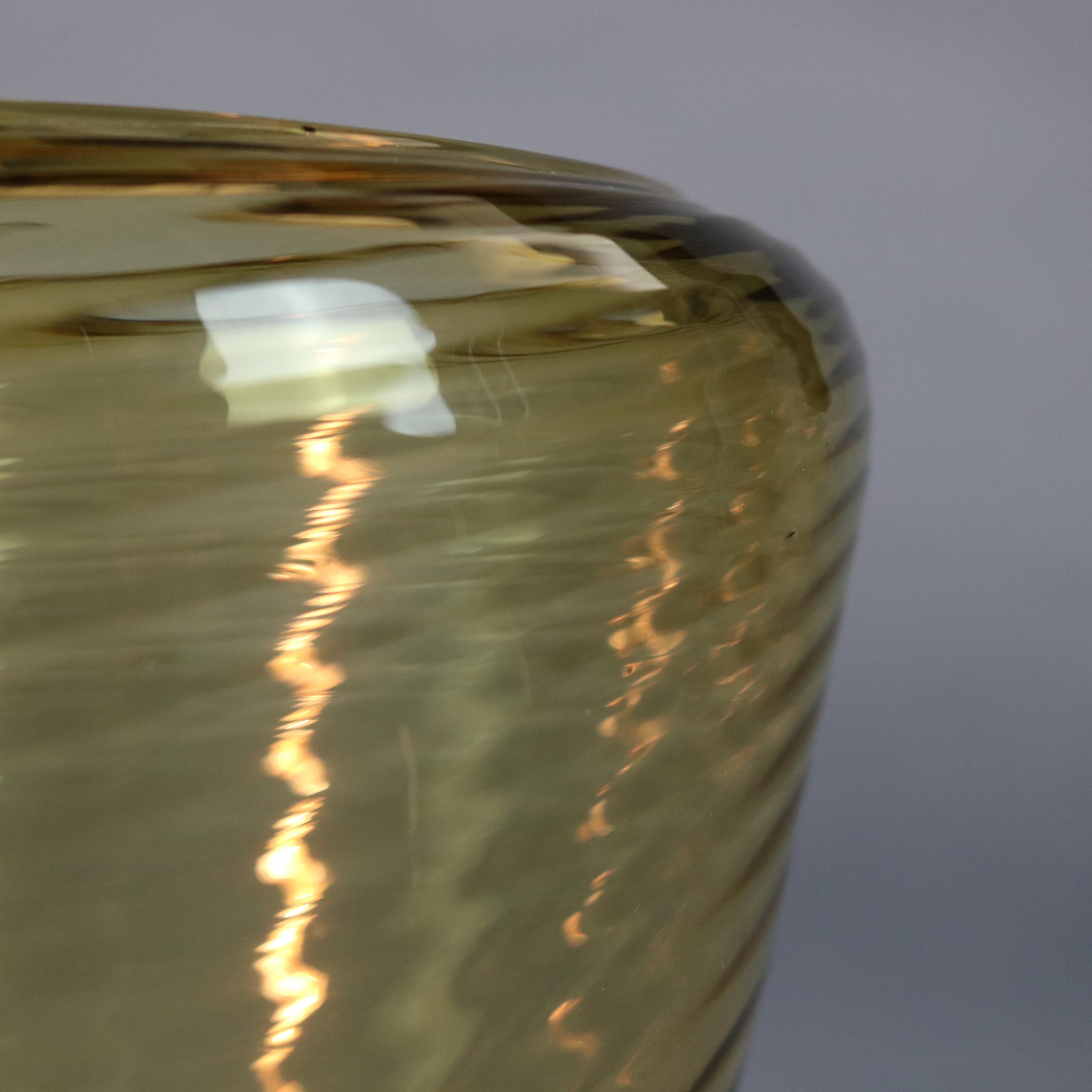 American Vintage Steuben Amber Art Glass Swirled Vase, 20th Century