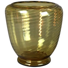 Vintage Steuben Amber Art Glass Swirled Vase, 20th Century